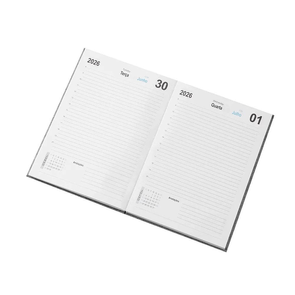 Agenda Diária 2026 Linho Personalizada