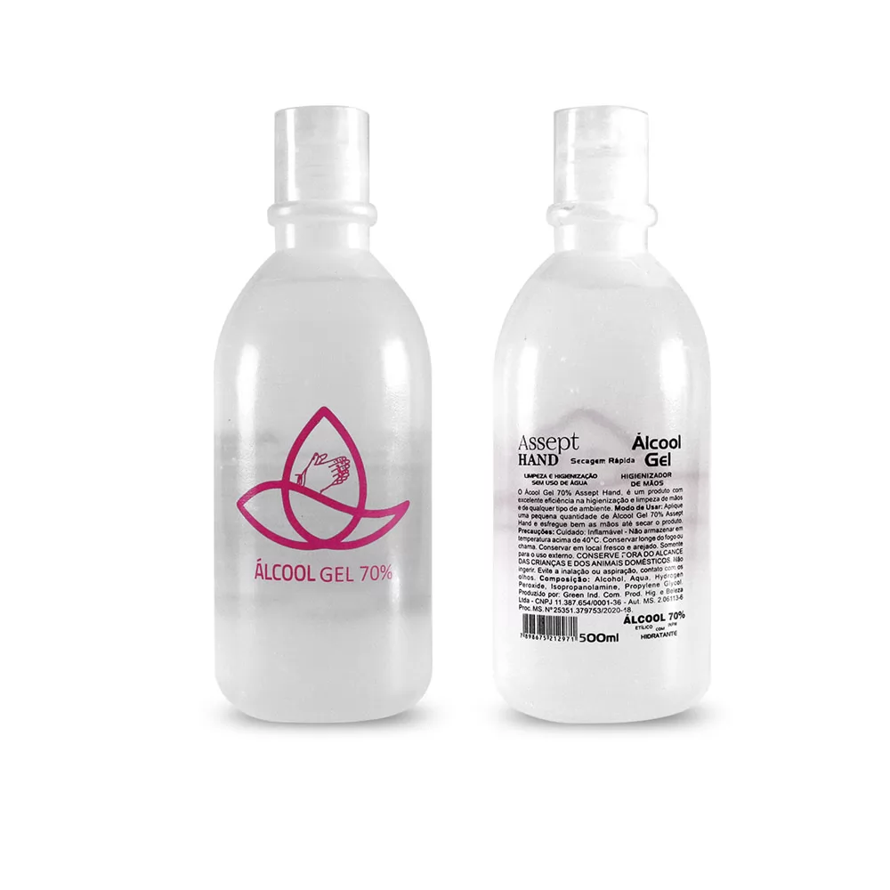 Álcool Gel 70% Antisséptico 500ml Personalizado