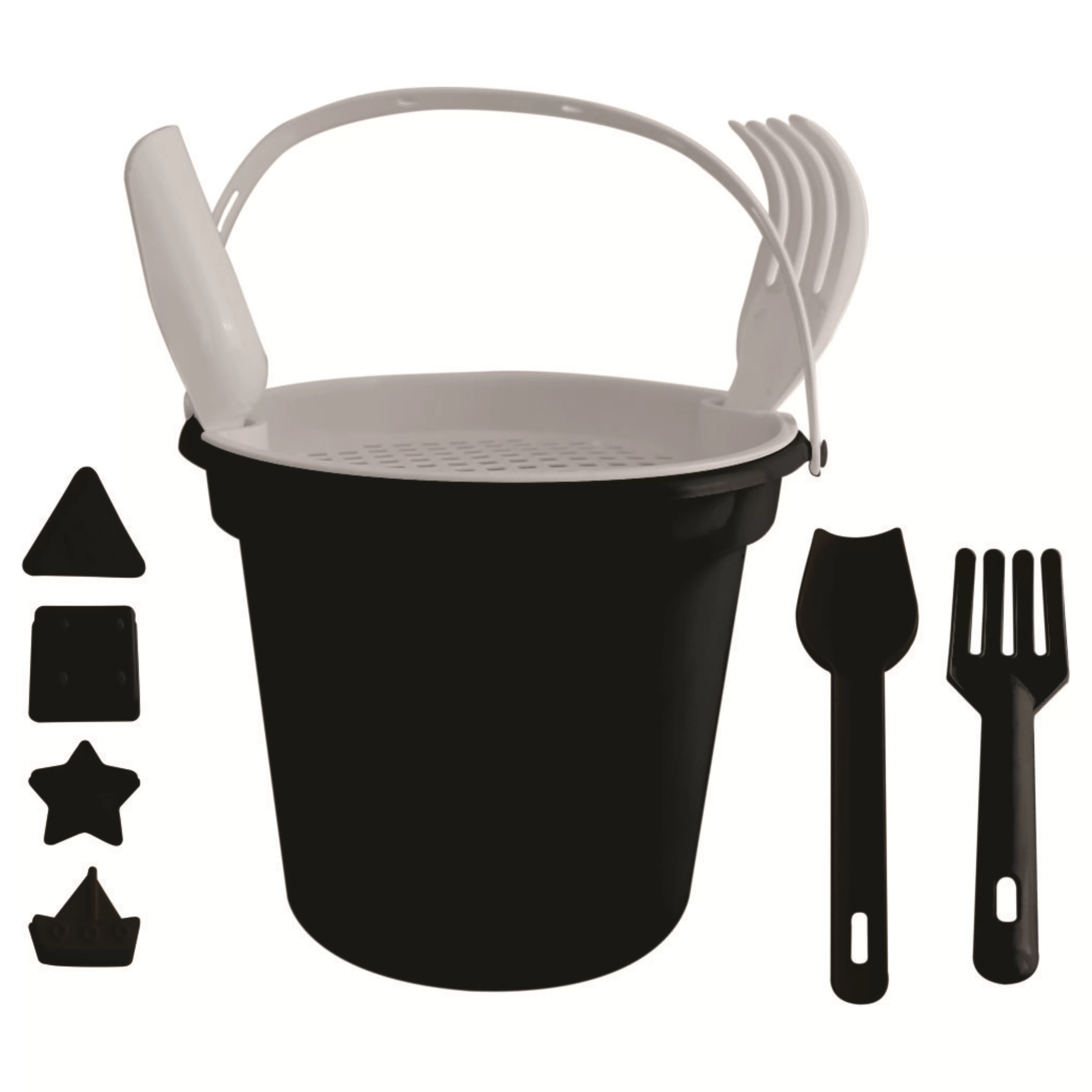 Balde De Praia com Pá, Rastelo, Peneira e 1 forma Personalizado