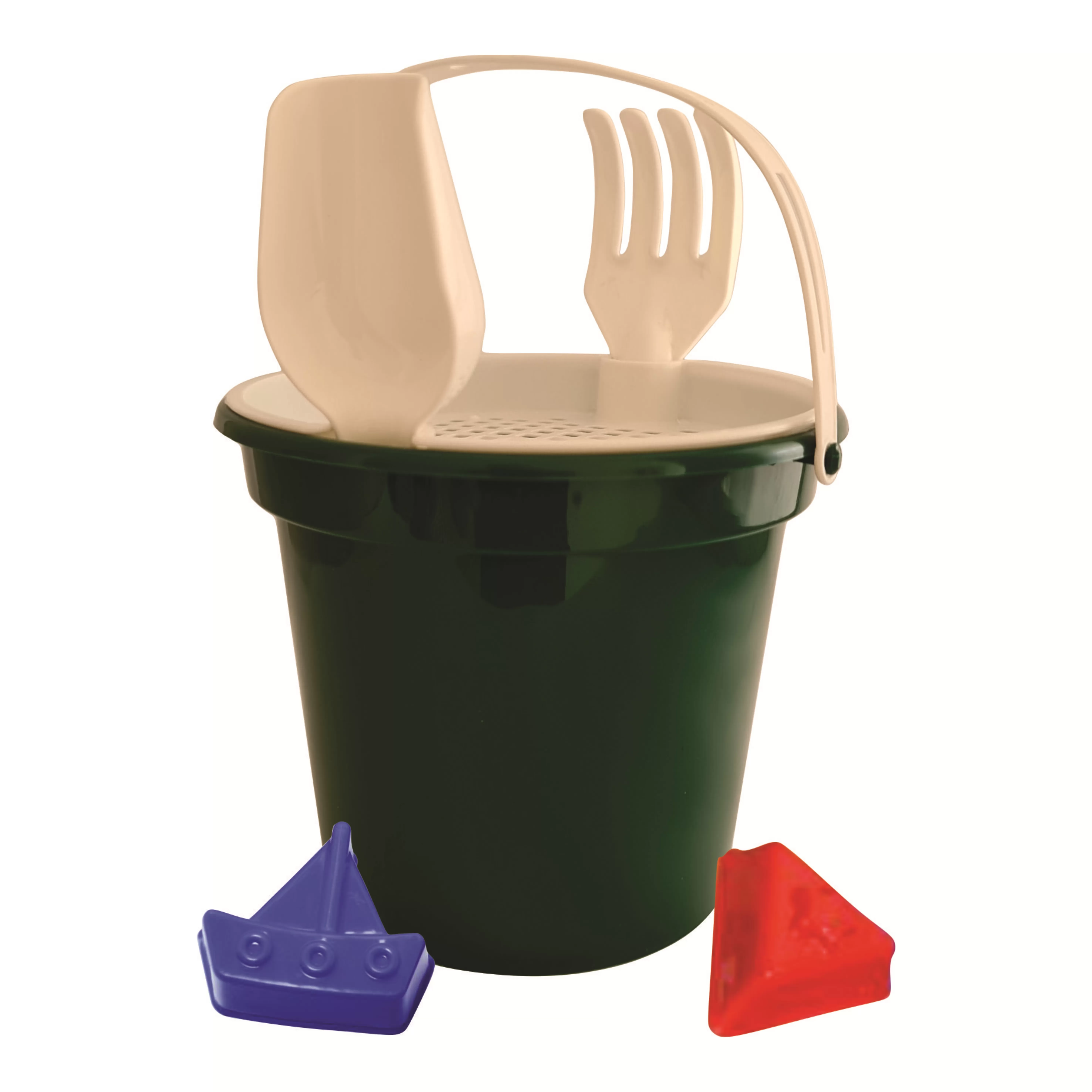 Balde De Praia com Pá, Rastelo, Peneira e 2 formas Personalizado