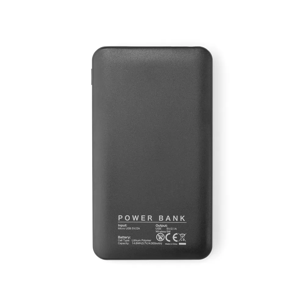 Bateria portátil e carregador wireless em alumínio 4.000 mAh Personalizada