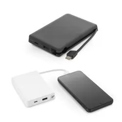 Bateria Portátil Em Abs Reciclado 10000 Mah Com Cabo Personalizada 