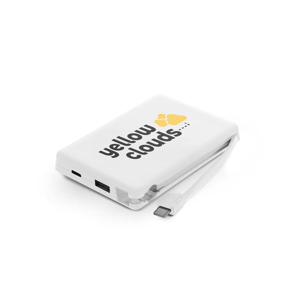 Bateria Portátil em ABS Reciclado 10000 mAh com Cabo Personalizada