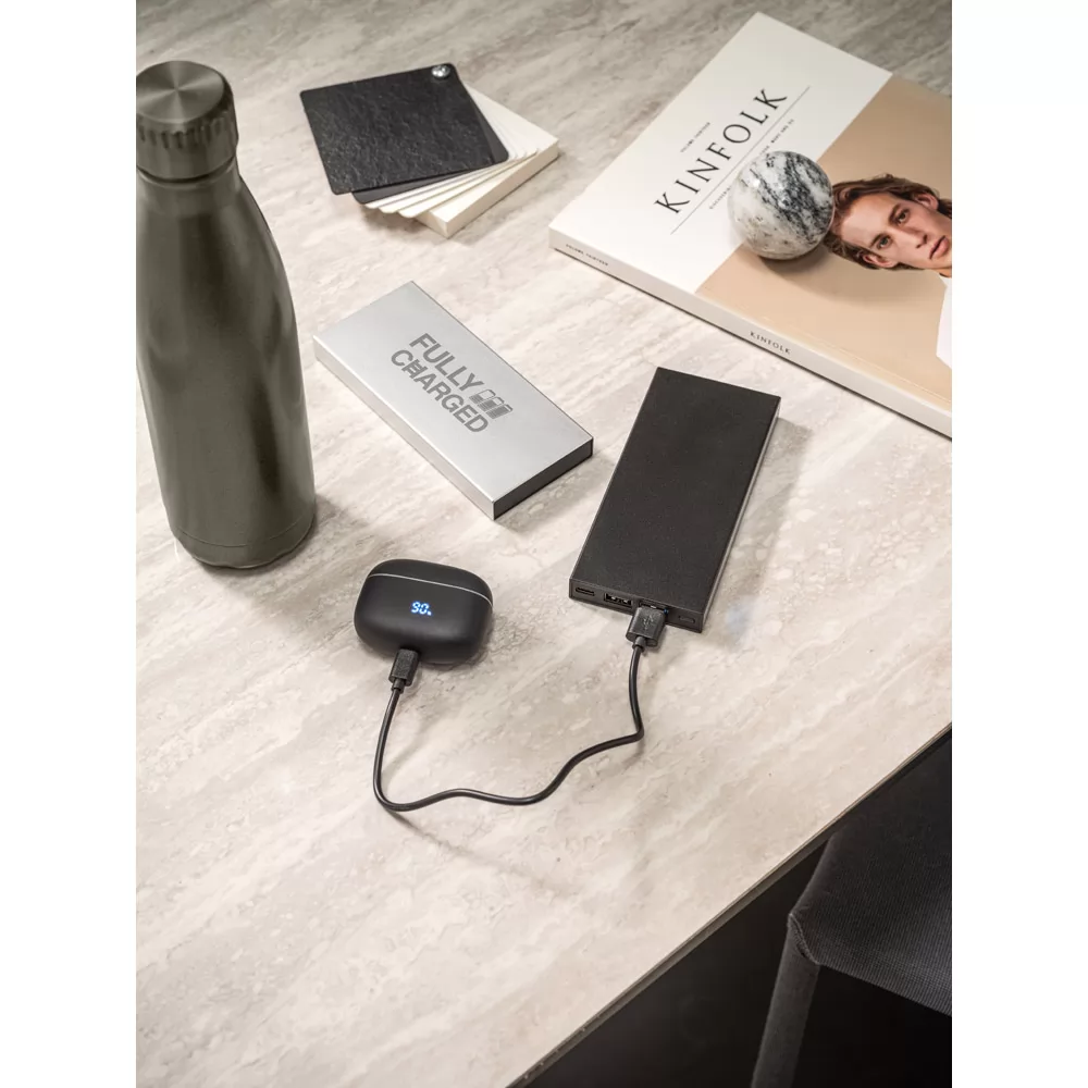 Bateria portátil em alumínio 100% reciclado 10.000 mAh Personalizada