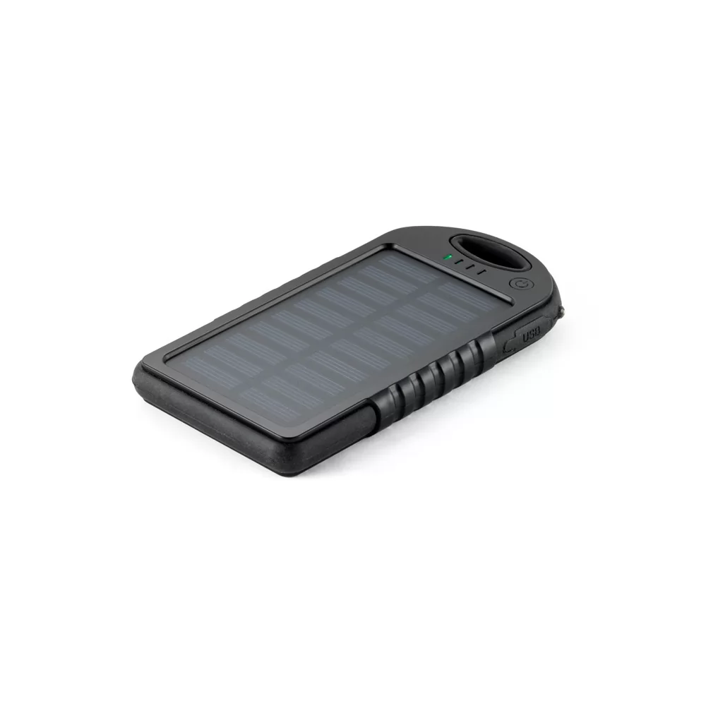 Bateria portátil solar em ABS com painel solar e LED 2.000 mAh Personalizada