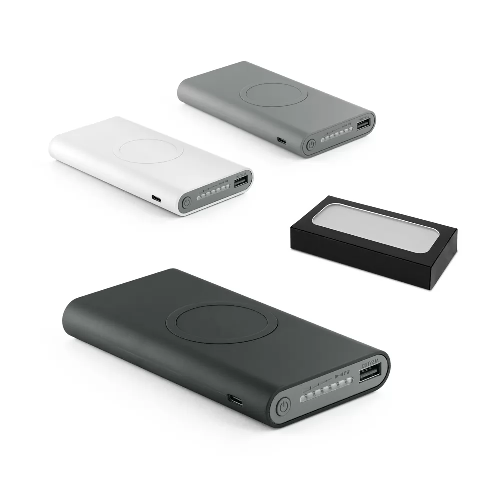 Bateria portátil wireless em ABS 10.000 mAh Personalizada