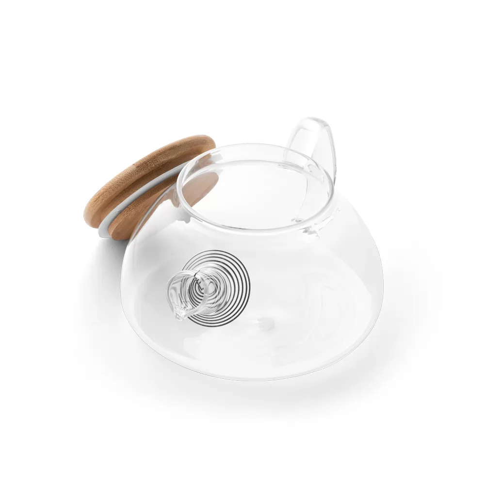 Bule de vidro borossilicato com tampa em bambu 750 mL Personalizado