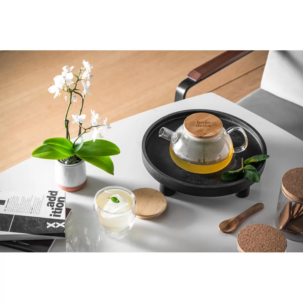 Bule de vidro borossilicato com tampa em bambu 750 mL Personalizado