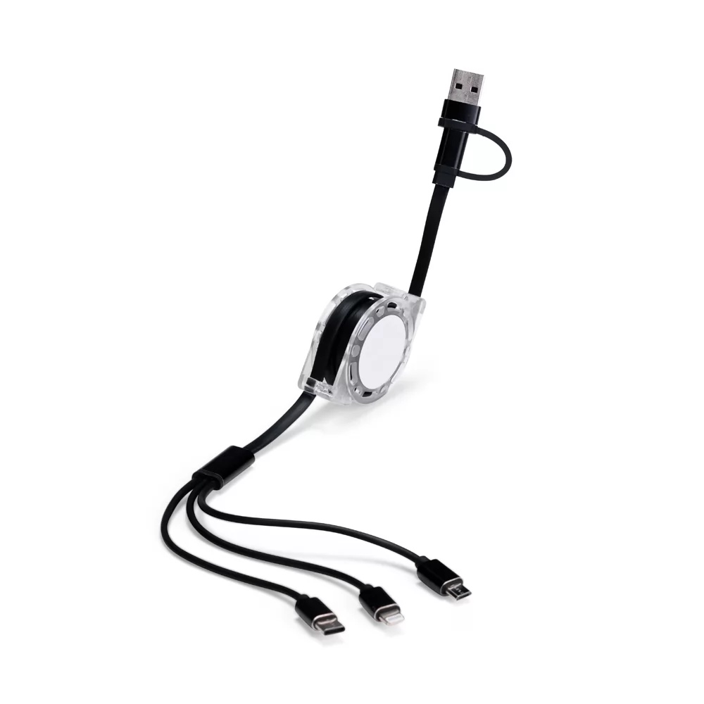 Cabo Retrátil 3 em 1 com Adaptador Personalizado