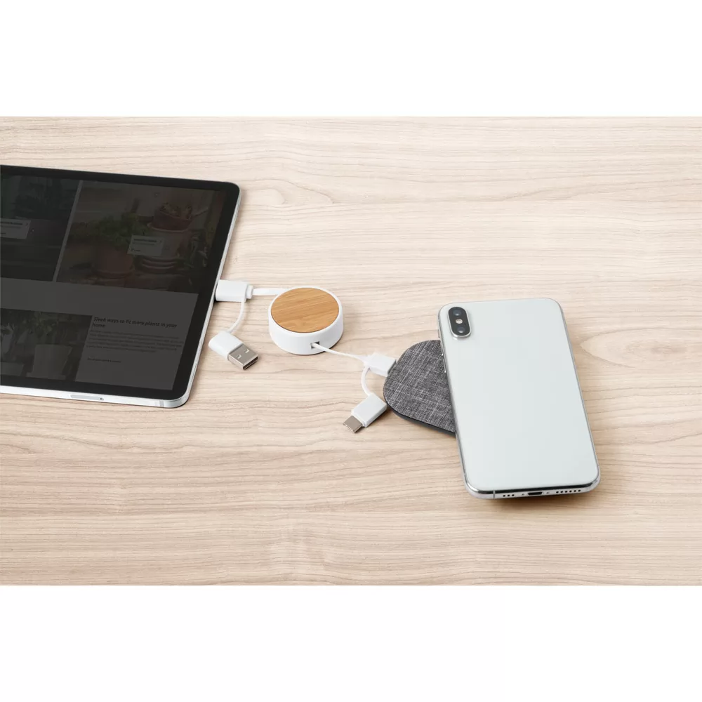 Cabo retrátil 5 em 1 em ABS e bambu Personalizado