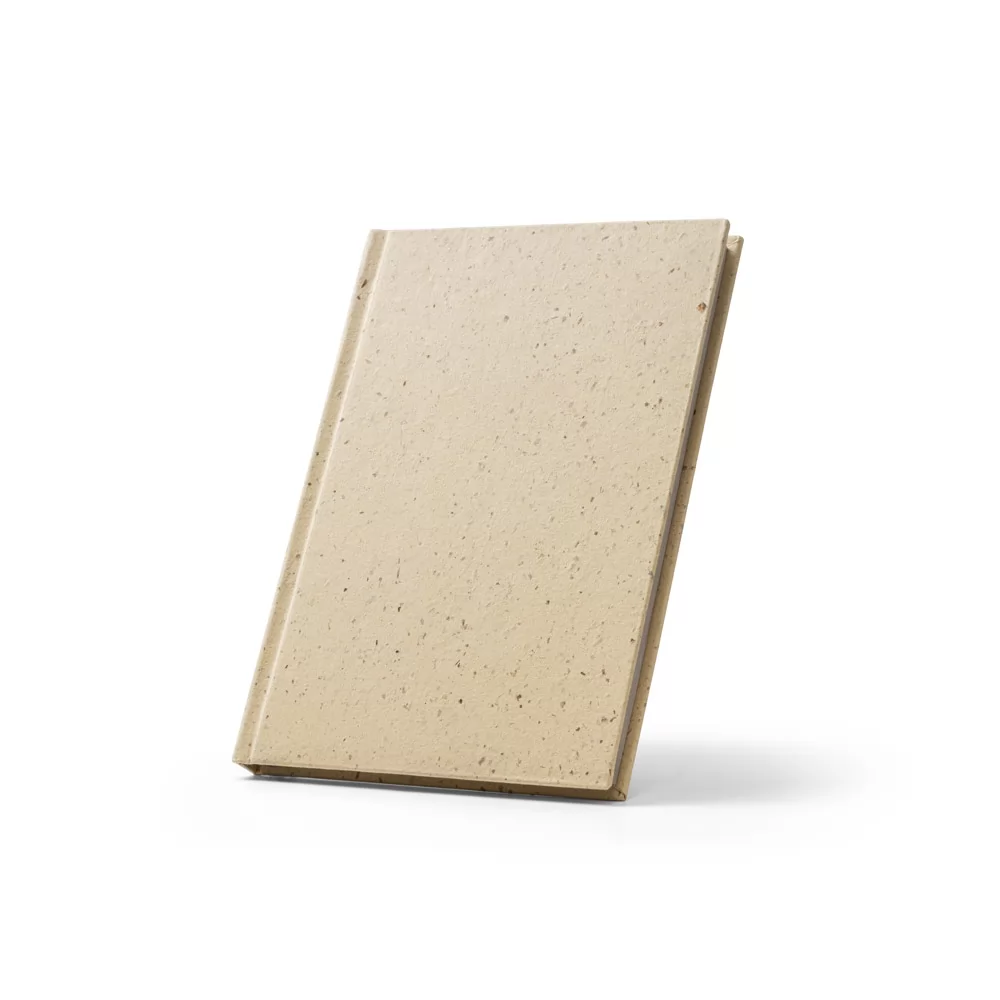 Caderneta A5 com resíduos da cevada (25%) e trapos de algodão reciclado (75%) Personalizada