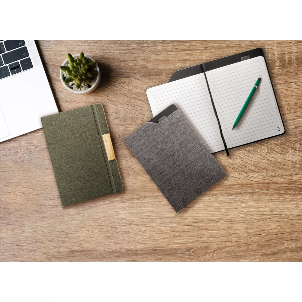 Caderneta A5 em tecido poliéster 100% reciclado Personalizada