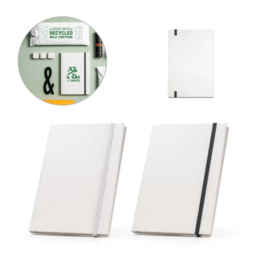 Caderneta A5 produzido através de pacotes de leite reciclados Personalizada