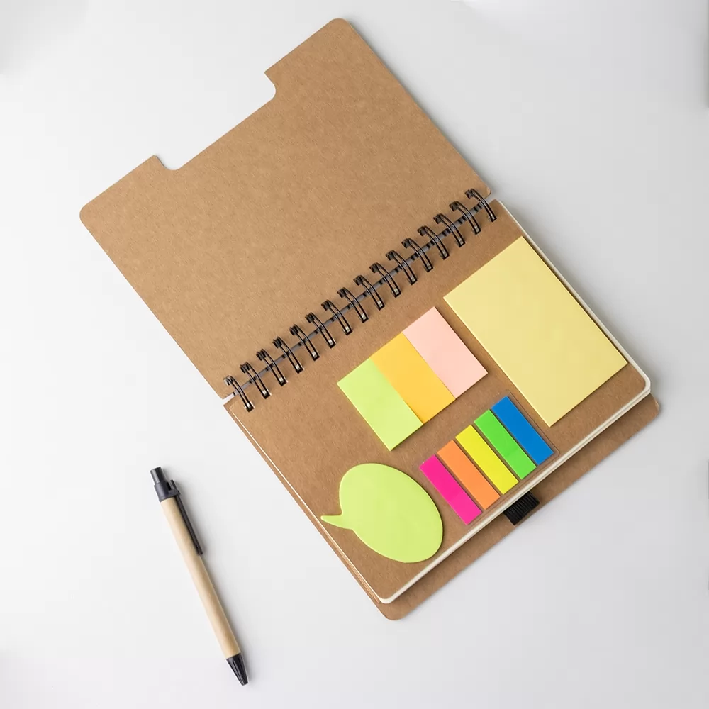 Caderneta com Autoadesivos e Caneta Personalizada