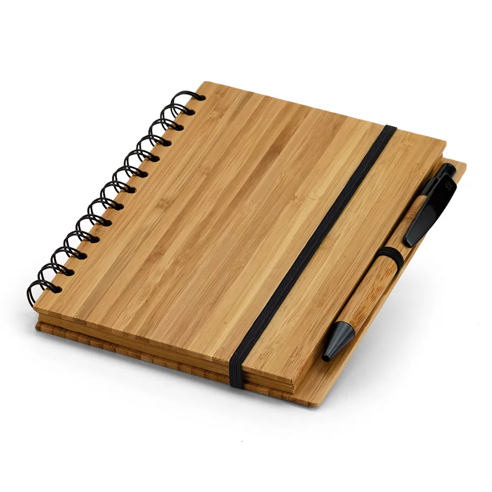 Caderno com Capa de Bambu Personalizado