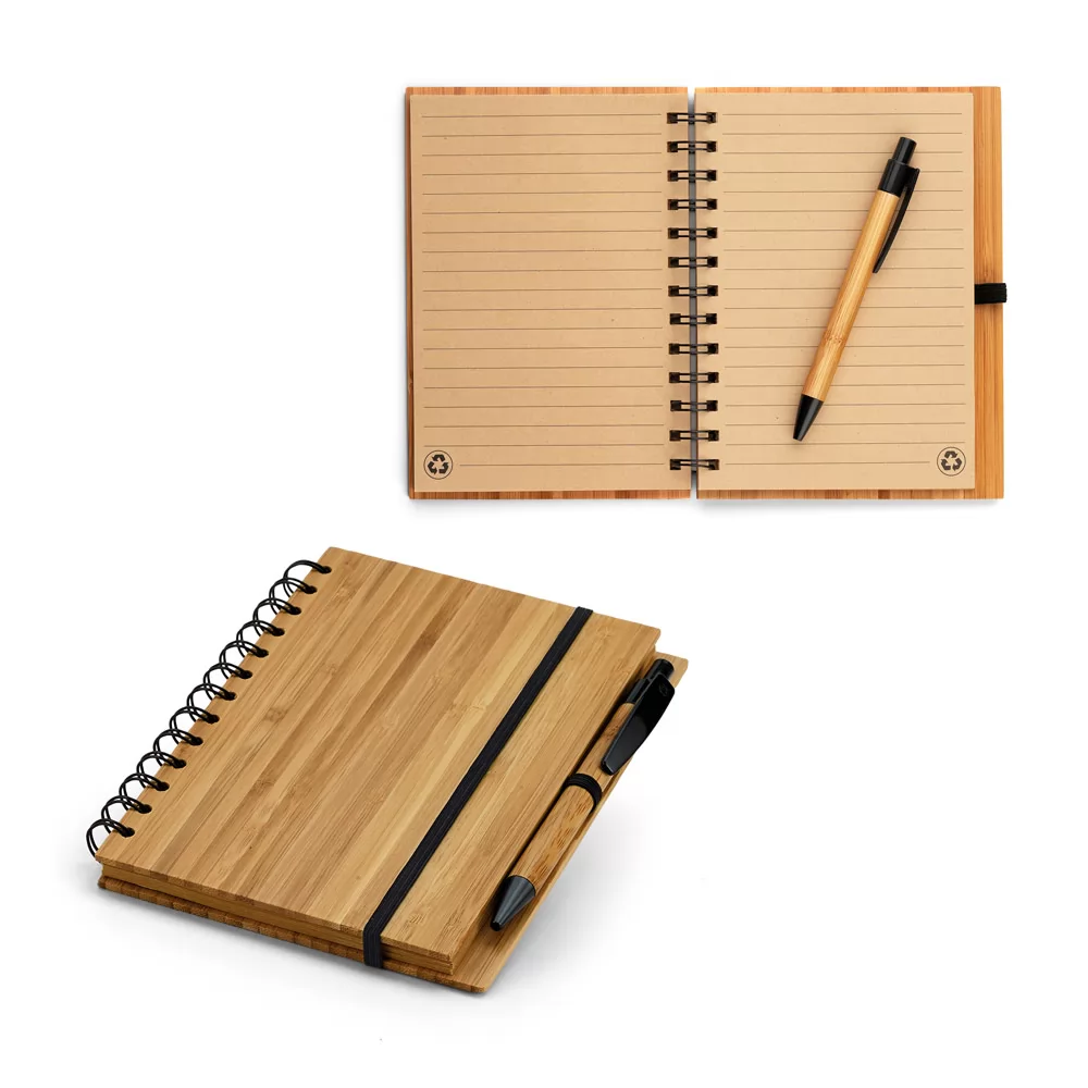 Caderno com Capa de Bambu Personalizado