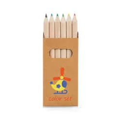 Caixa de Cartão Com 6 Mini Lápis de Cor Personalizada  Caixa de Cartão Com 6 Mini Lápis de Cor Personalizada