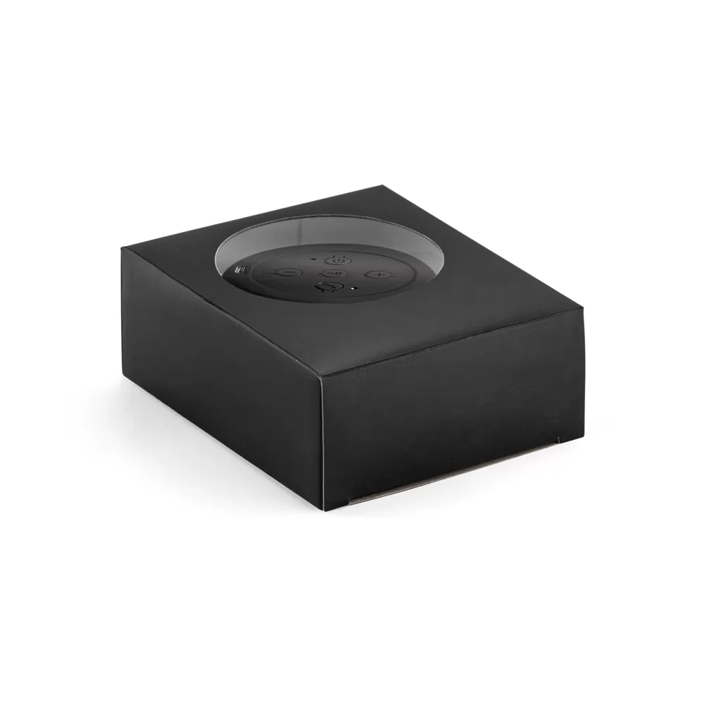 Caixa de som com microfone em ABS e tecido em poliéster Personalizada