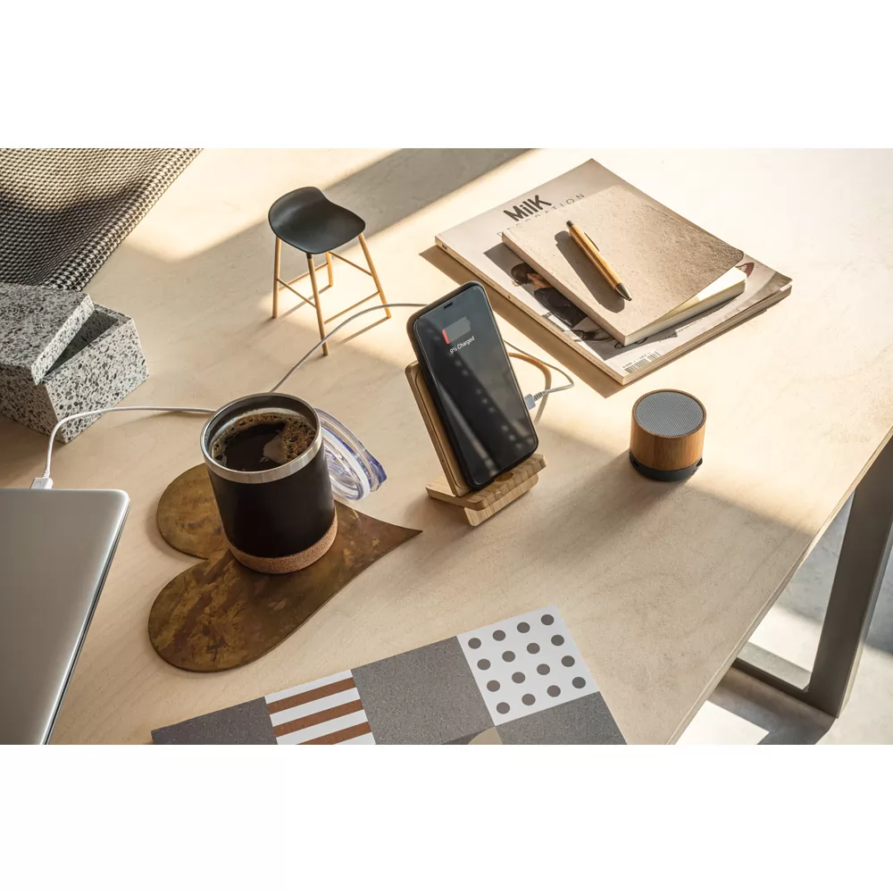 Caixa de som em bambu e ABS 100% reciclado Personalizada