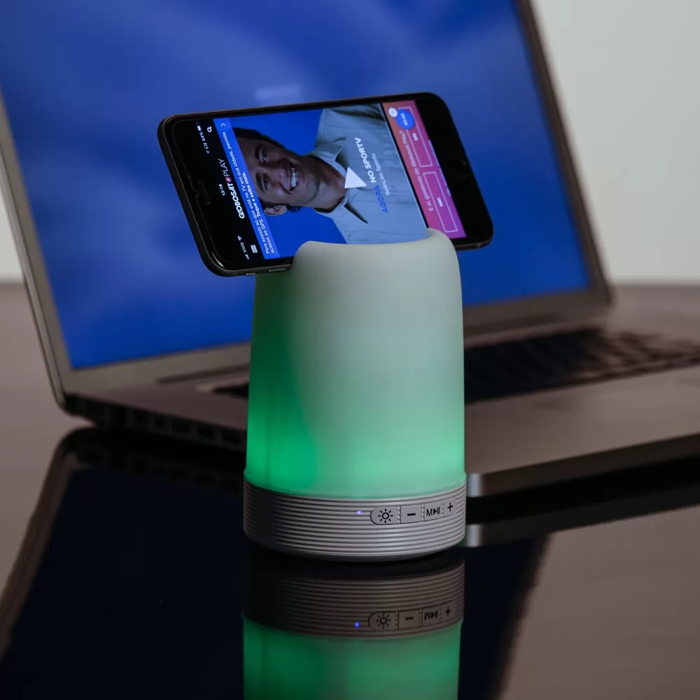 Caixa de Som Multimídia com Porta Caneta e Luminária Personalizada