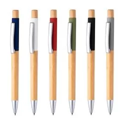 Caneta de Alumínio Reciclável e Bambu Personalizada