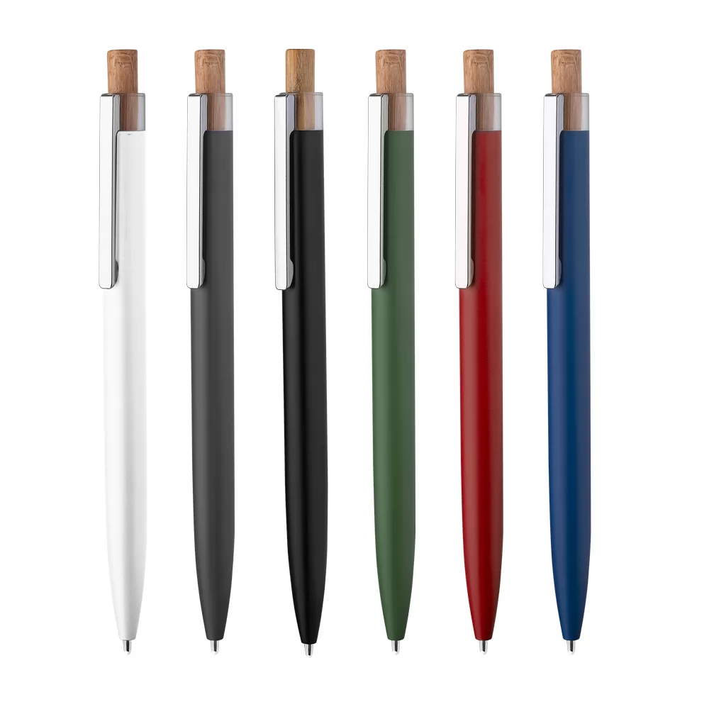 Caneta em Alumínio Reciclável com Detalhe de madeira Personalizada