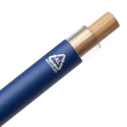 Caneta em Alumínio Reciclável com Detalhe de madeira Personalizada