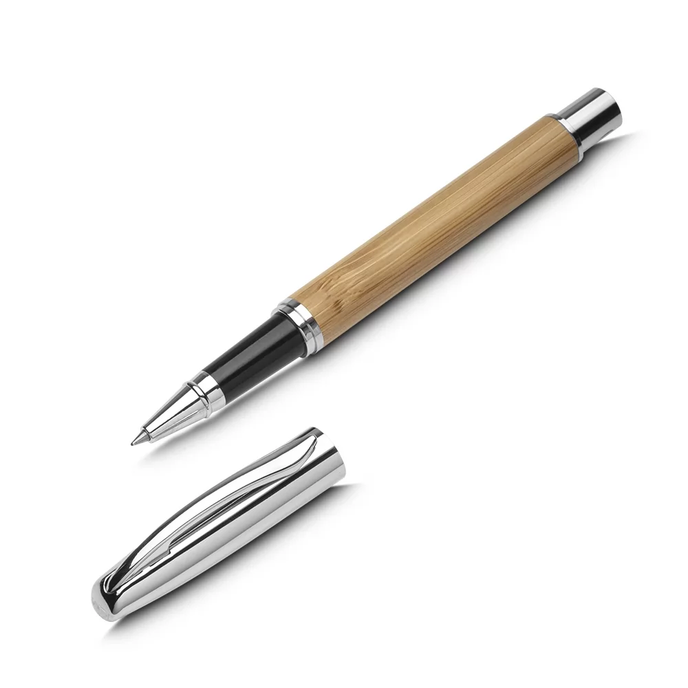Caneta Metálica com Corpo em Bambu Personalizada