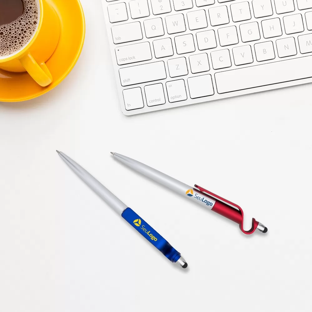 Caneta Plástica Touch com Suporte Personalizada