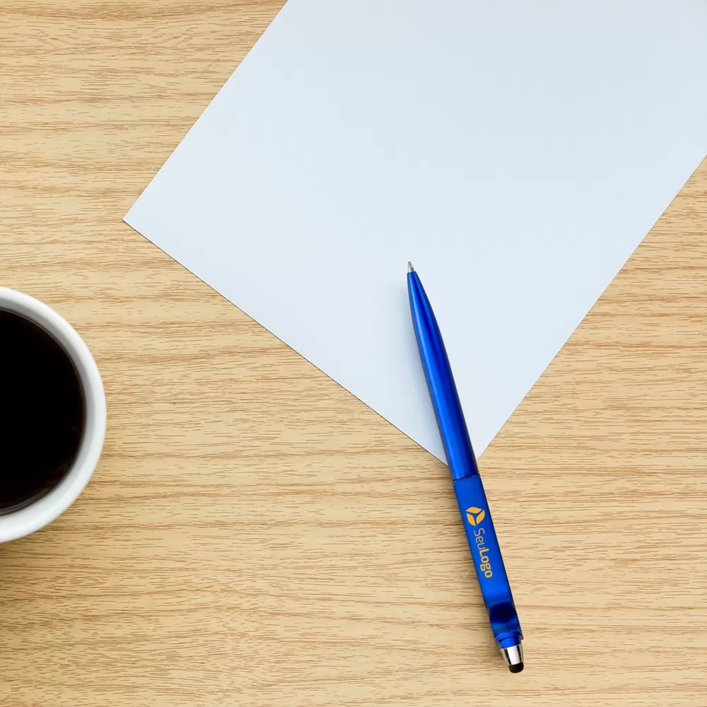 Caneta Plástica Touch com Suporte Personalizada