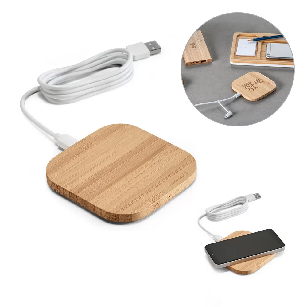 Carregador wireless em bambu 15W Personalizado