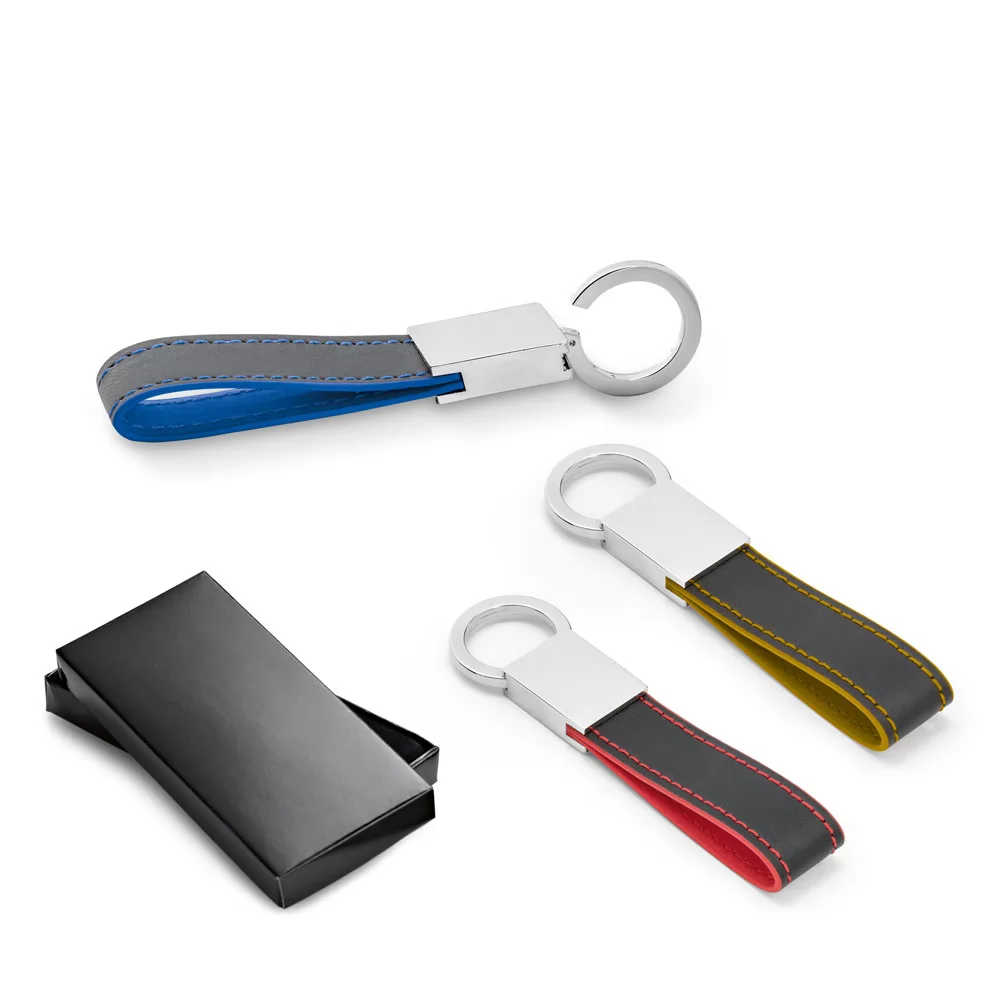 Chaveiro de Metal com Couro Personalizado