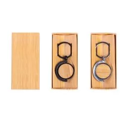 Chaveiro de Metal com detalhes em Bambu Personalizado