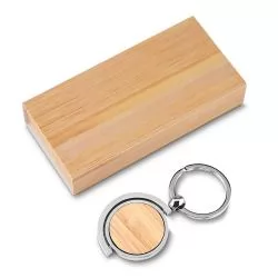 Chaveiro de Metal com detalhes em Bambu Personalizado