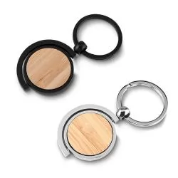 Chaveiro de Metal Com Detalhes Em Bambu Personalizado  Chaveiro de Metal Com Detalhes Em Bambu Personalizado