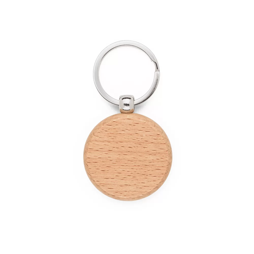 Chaveiro Redondo de Madeira de Faia Personalizado