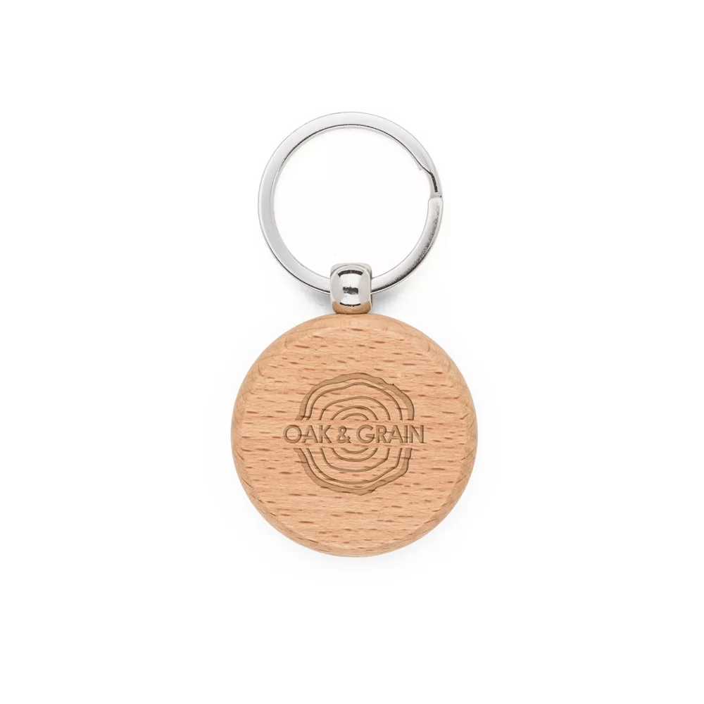 Chaveiro Redondo de Madeira de Faia Personalizado