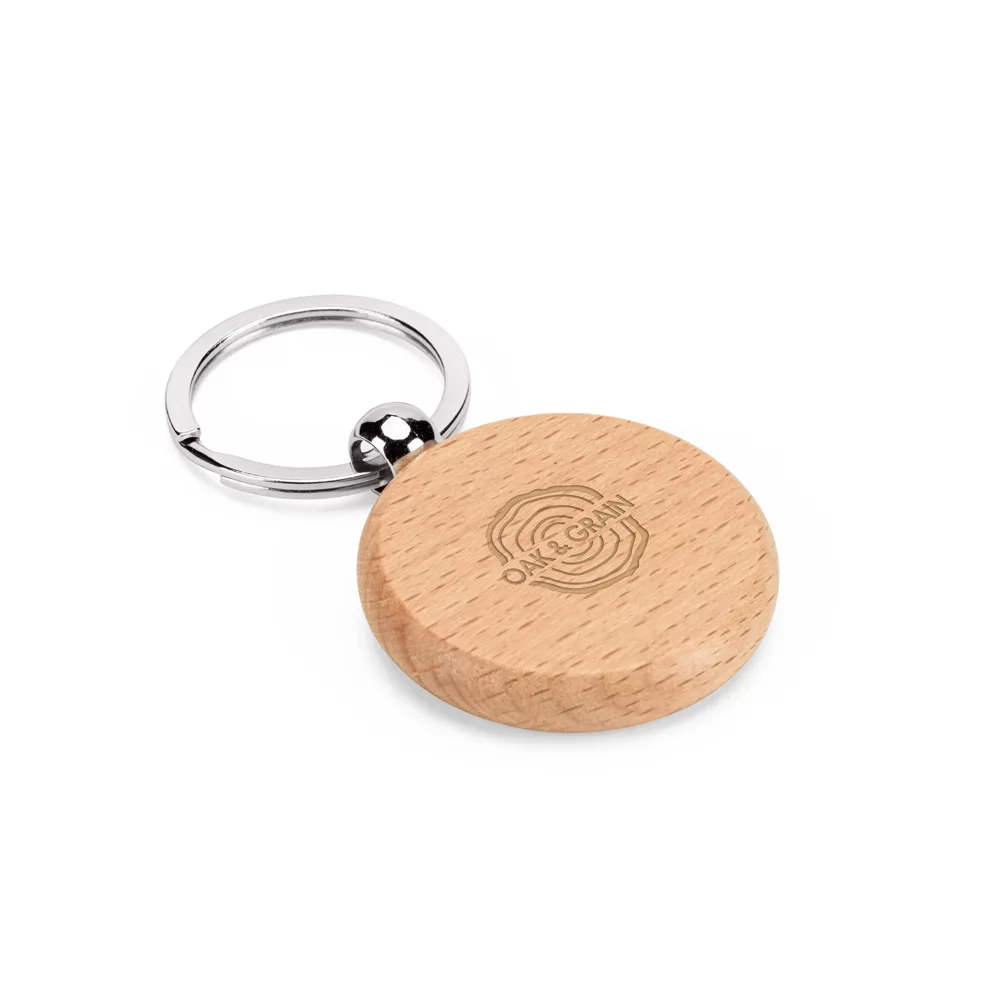 Chaveiro Redondo de Madeira de Faia Personalizado