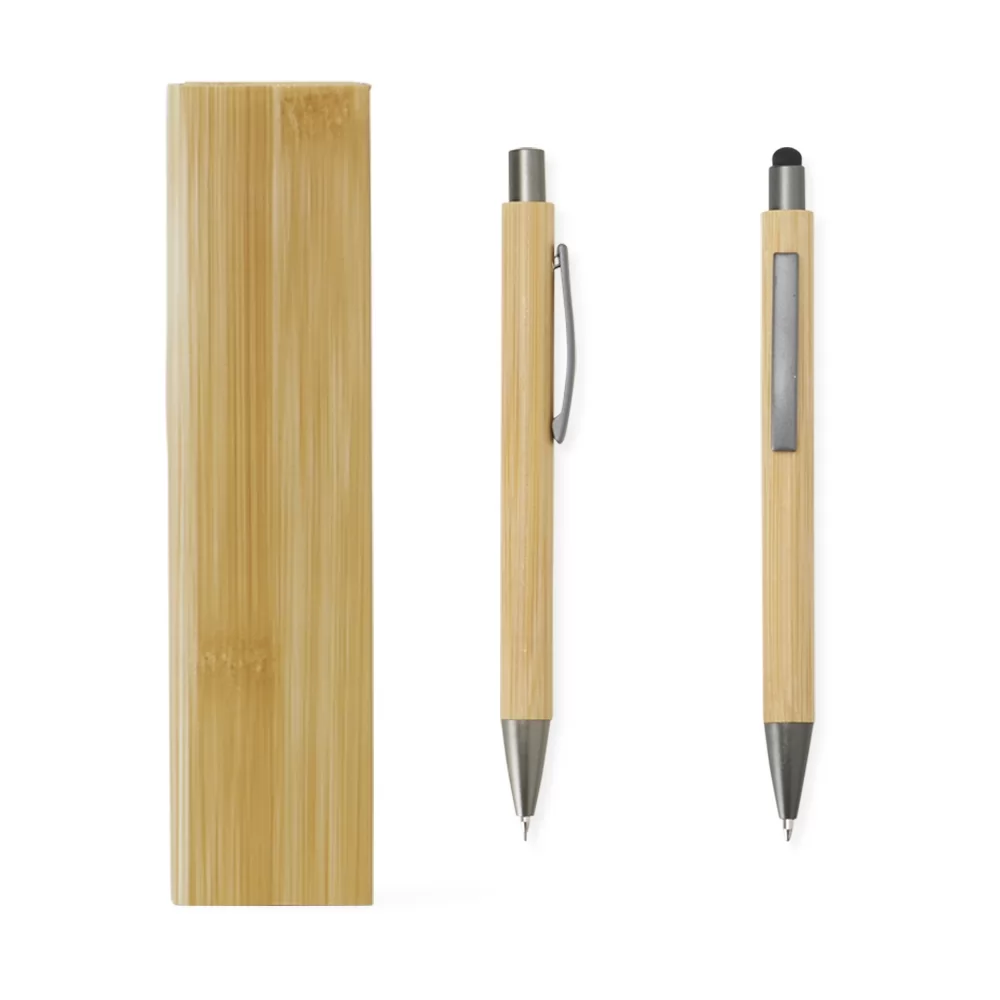 Conjunto Caneta e Lapiseira Bambu Personalizado