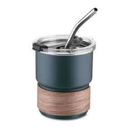 Copo de Inox com Madeira e Canudo 250 ml Personalizado Copo de Inox com Madeira e Canudo 250 ml Personalizado