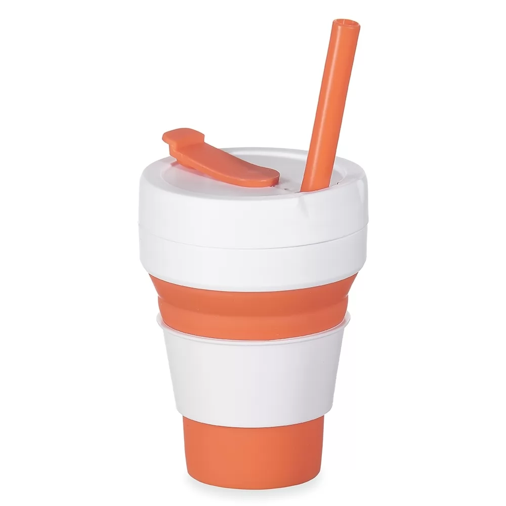 Copo de Silicone Retrátil com Canudo Personalizado