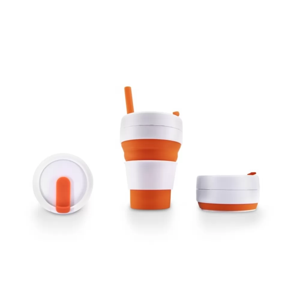 Copo de Silicone Retrátil com Canudo Personalizado