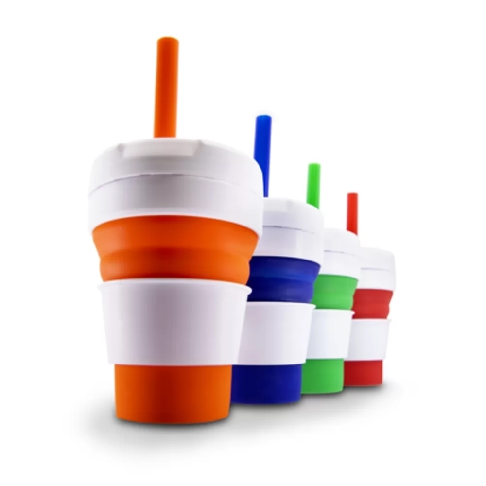 Copo de Silicone Retrátil com Canudo Personalizado