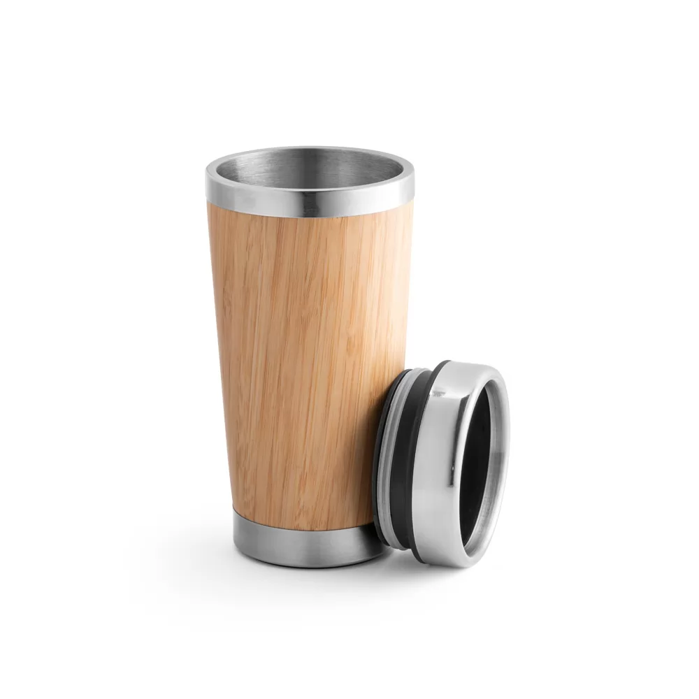 Copo de viagem em bambu e aço inox 500 mL Personalizado