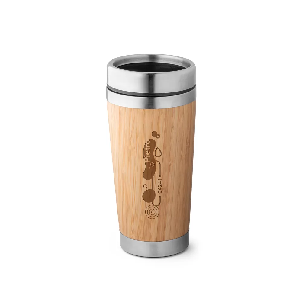 Copo de viagem em bambu e aço inox 500 mL Personalizado