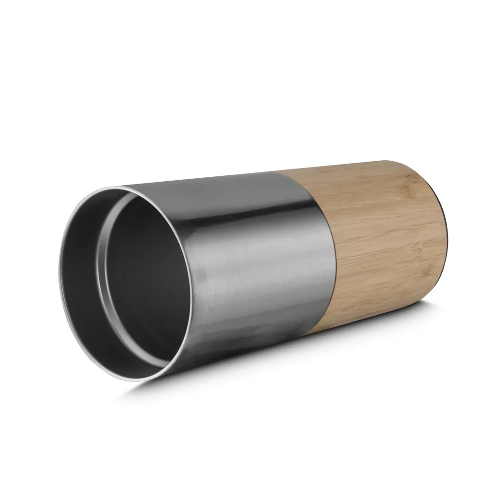 Copo em aço inox e base de bambu de 550ml Personalizado