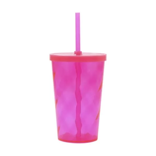 Copo Espiral 550 ml com Tampa e Canudo Personalizado