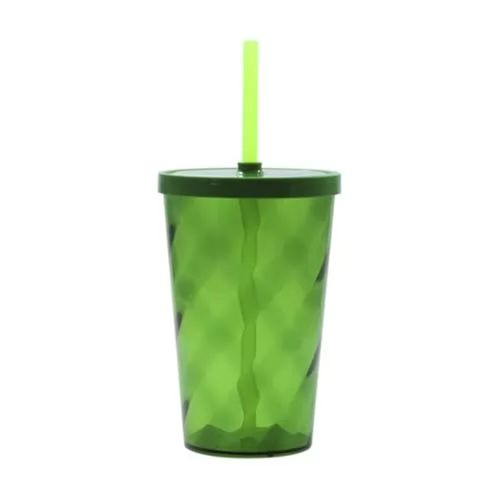 Copo Espiral 550 ml com Tampa e Canudo Personalizado