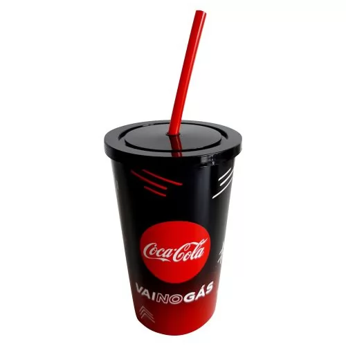 Copo Plástico 600 ml Com Tampa e Canudo In Mold Label Personalizado
