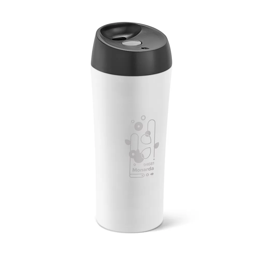 Copo térmico para viagem em aço inox e PP 470 mL Personalizado